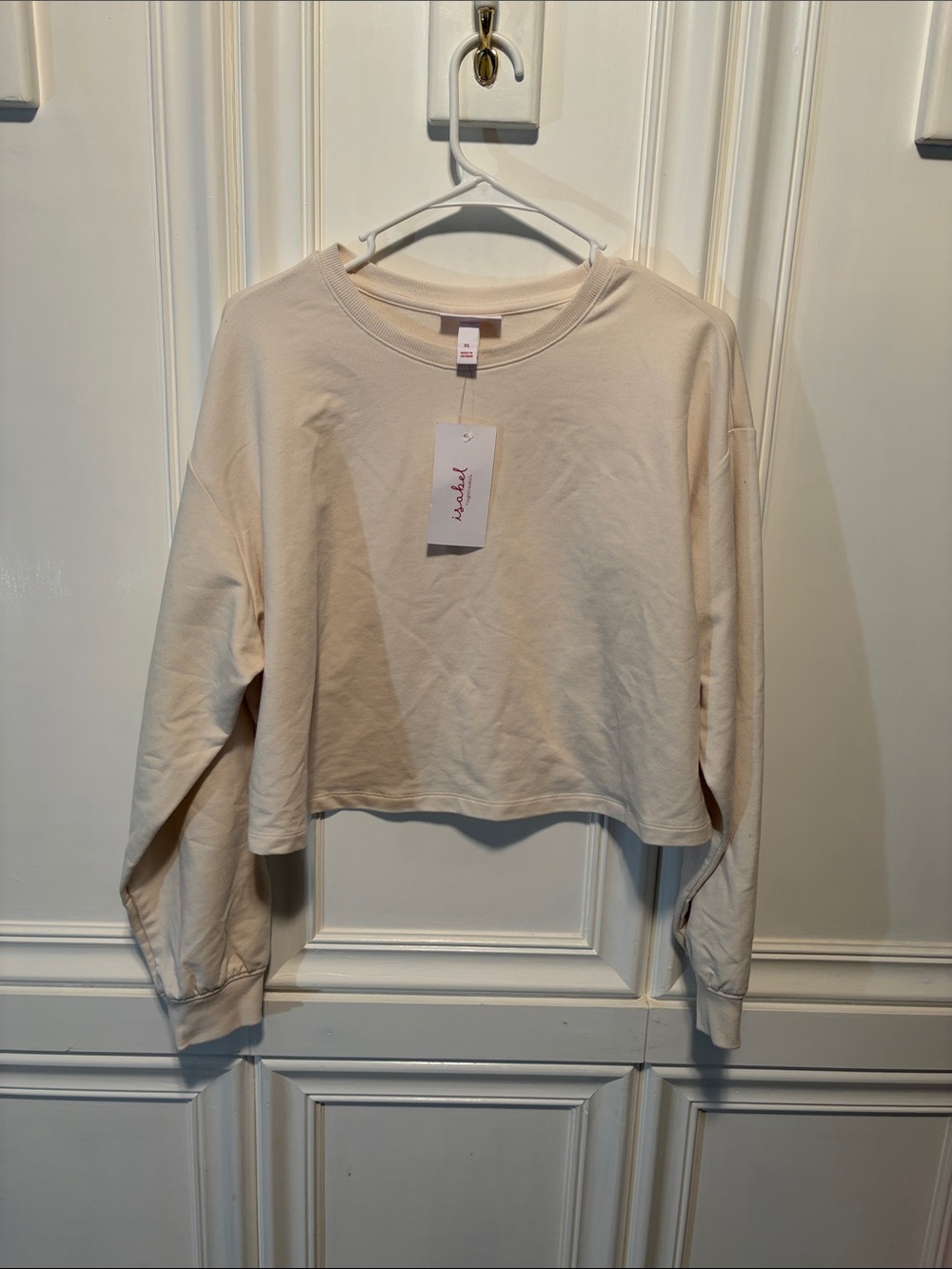 Ingrid & Isabel Cream Cropped Long-Sleeve Top